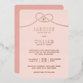 ラブノットユニオンダブル幸中国のせ結婚の 箔招待状