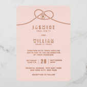 ラブノットユニオンダブル幸中国のせ結婚の 箔招待状 (正面)