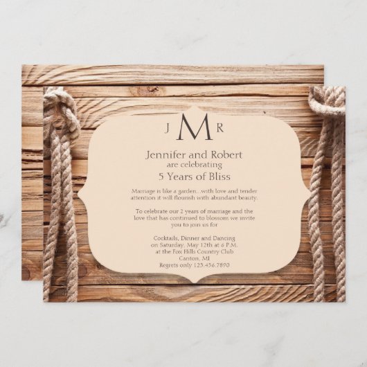 ラブノット5周年結婚式招待状 招待状 (正面/裏面)