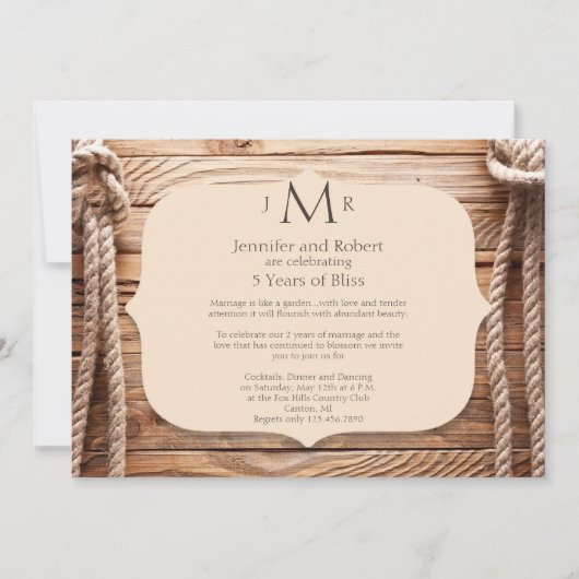 ラブノット5周年結婚記念日招待状 招待状 (正面)