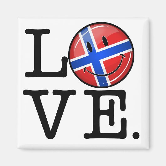 ラブノルウェー笑顔の国旗 マグネット (正面)