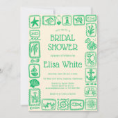 ラブノーツ フロム ザ シー ブライダルシャワー モダン カスタム 招待状 (正面)