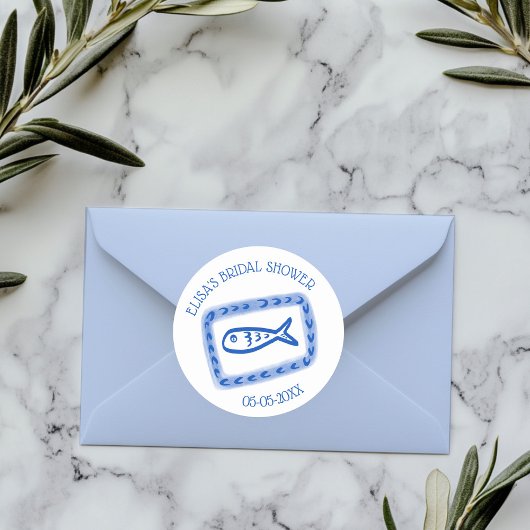 ラブノーツ フロム シー キュート フィッシュ カスタム ブライダルシャワー ラウンドシール