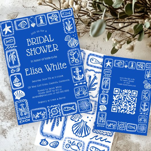 ラブノーツ フロム シー モダン カスタム QR ブライダルシャワー エンクロージャーカード