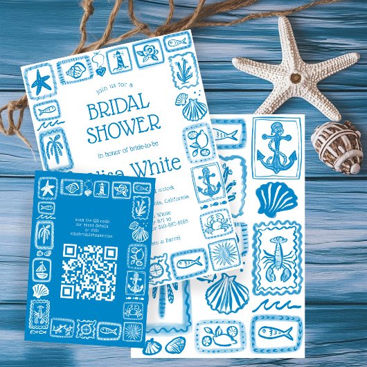 ラブノーツ フロム シー モダン カスタム QR ブライダルシャワー エンクロージャーカード