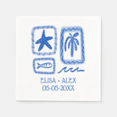 ラブノートから海ビーチカスタム結婚式婚約 スタンダードカクテルナプキン (正面)