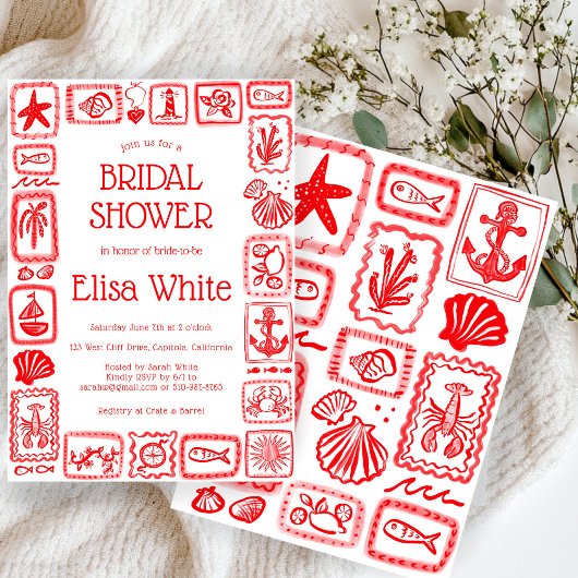 ラブノートズザシーブライダルシャワーモダンカスタム 招待状