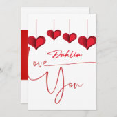 ラブノートパーソナライズされた:バレンタインデー 招待状 (正面/裏面)