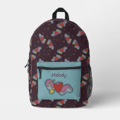 ラブノート:ドードルハート音楽愛好家の名前ティール(緑がかった色) プリントバックパック (正面)