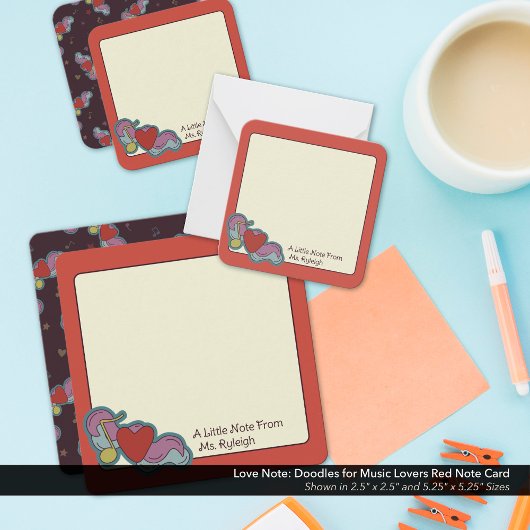 ラブノート: 音楽好きのための落書き 赤 ノートカード
