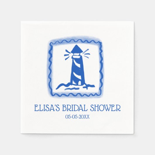 ラブノートfromシーライトハウスカスタムブライダルシャワー スタンダードカクテルナプキン (正面)