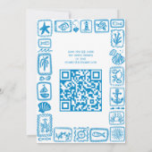 ラブノートSeaブライダルシャワーモダンカスタムQR 招待状 (裏面)