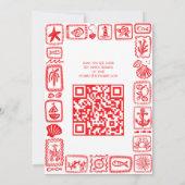 ラブノートSeaブライダルシャワーモダンカスタムQR 招待状 (裏面)
