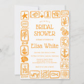 ラブノートSeaブライダルシャワーモダンカスタムQR 招待状 (正面)