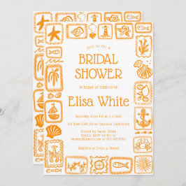 ラブノートSeaブライダルシャワーモダンカスタムQR 招待状