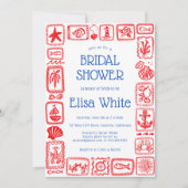 ラブノートSeaブライダルシャワーモダンカスタムQR 招待状 (正面)