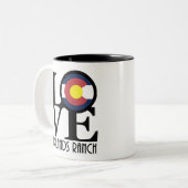 ラブハイランズランチコロラド11ozマグカップ ツートーンマグカップ (正面左)