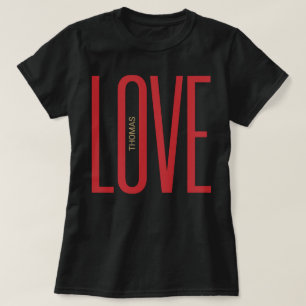 ラブハイレターレッドゴールデンモノグラムシックデザイン Tシャツ