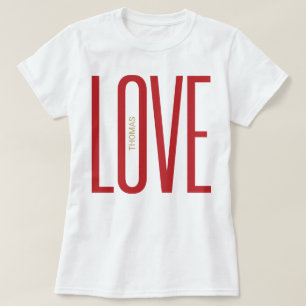 ラブハイレターレッド金ゴールドモノグラムシックデザイン Tシャツ