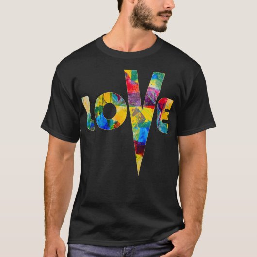 ラブハイV色数々の抽象芸術レインボーレター Tシャツ (正面)