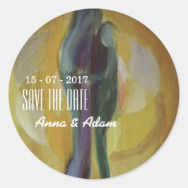 ラブハグ結婚カップルのステッカー ラウンドシール