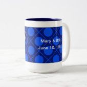 ラブハグ&キスXOXOハートフォトマグブルー ツートーンマグカップ (正面右)