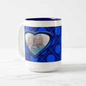 ラブハグ&キスXOXOハートフォトマグブルー ツートーンマグカップ (正面左)