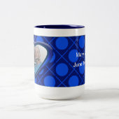 ラブハグ&キスXOXOハートフォトマグブルー ツートーンマグカップ (中央)