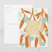 ラブハッピーバレンタインデーハートブランチ花 シーズンポストカード (正面/裏面)