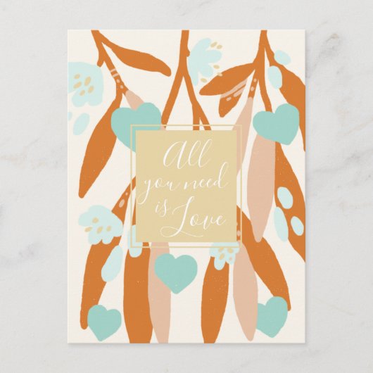 ラブハッピーバレンタインデーハートブランチ花 シーズンポストカード (正面)