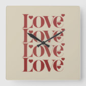 ラブハッピーバレンタインデーバレンタインカップル スクエア壁時計 (正面)