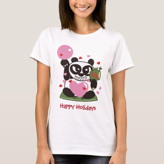 ラブハッピーラッキー神からの休日の挨拶 Tシャツ (正面)