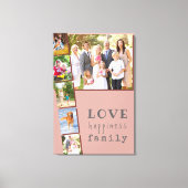 ラブハピネス家族ピンクマルーン写真コラージュ キャンバスプリント (正面)