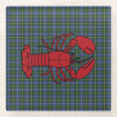 ラブハリファックスノバスコシアタータンチェックロブスターかわいい ガラスコースター (正面)