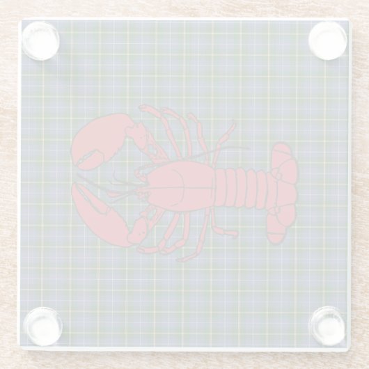 ラブハリファックスノバスコシアタータンチェックロブスターかわいい ガラスコースター (裏面)