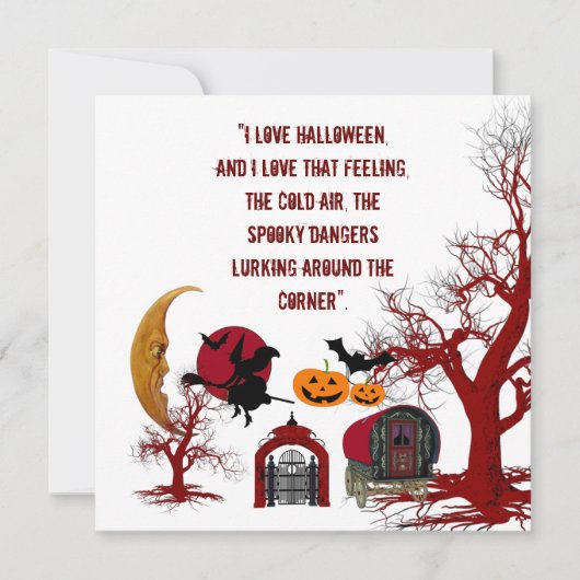 ラブハロウィン引用文不気味ウィッチワゴンカード (正面)
