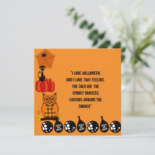 ラブハロウィン引用文不気味フクロウカボプキンカード (スタンド正面)