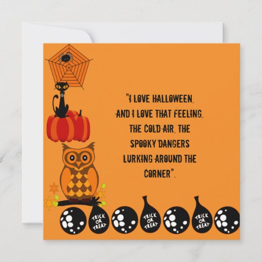 ラブハロウィン引用文不気味フクロウカボプキンカード (正面)