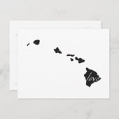 ラブハワイマップシェイプアンティークブラックシャルボード ポストカード (正面/裏面)