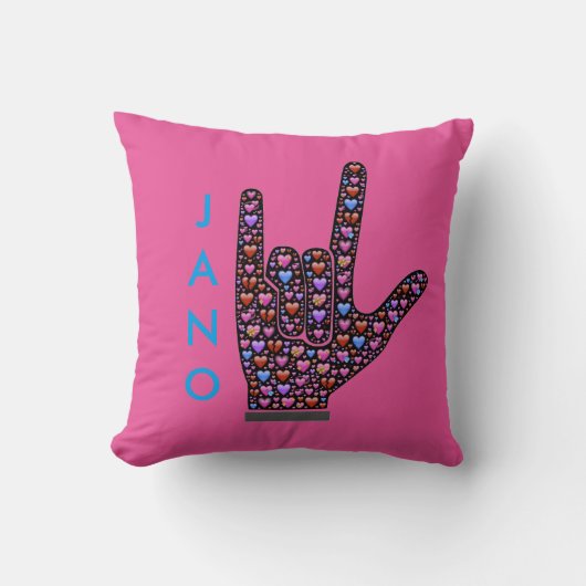 ラブハンドサイン枕 クッション (正面)