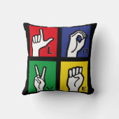 ラブハンドサイン – 四角 クッション (裏面)