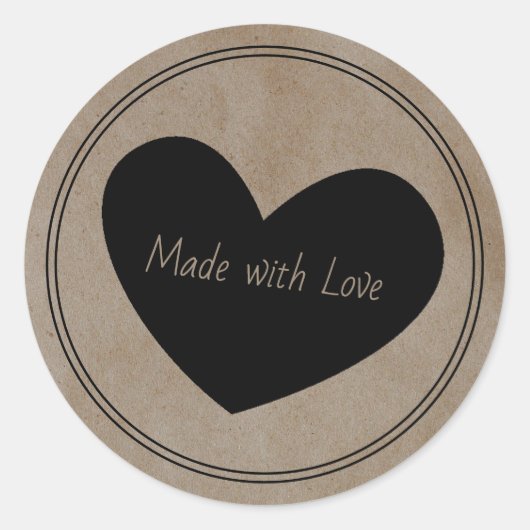 ラブハンドメイドのクラフト包装ラベルで作られる ラウンドシール (正面)