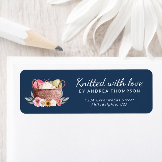 ラブハンドメイド糸かぎ籠で編み物 ラベル (インサイチュ)