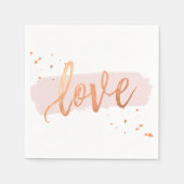 ラブハンドレタースクリプト型銅赤面ピンク スタンダードカクテルナプキン (正面)
