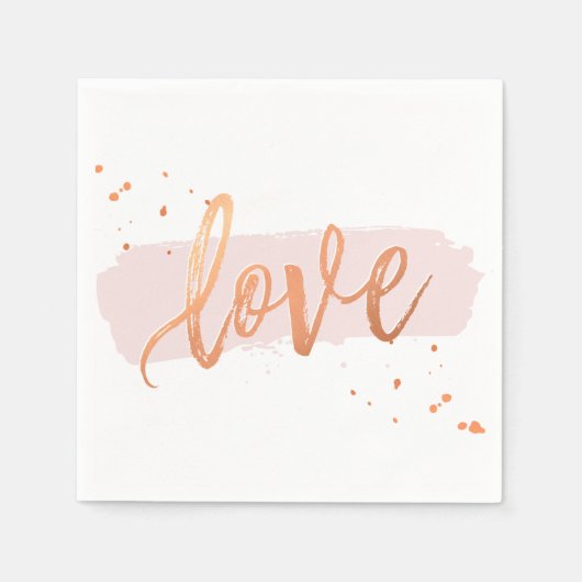 ラブハンドレタースクリプト型銅赤面ピンク スタンダードカクテルナプキン (正面)