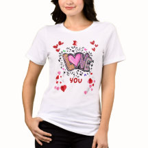 ラブハーツ&ペタルTシャツ - ロマンティックフラワーモチーフ