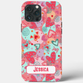 ラブハートおもしろいモダンピンクパターンのインスピレーション Case-Mate iPhoneケース (裏面)