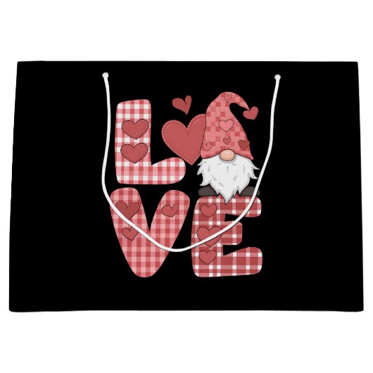 ラブハートかわいい格言バレンタインデー ラージペーパーバッグ (正面)