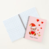 ラブハートが付いた淡いピンクの可愛い魔法使いのエルフ ノートブック (内部)