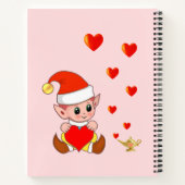 ラブハートが付いた淡いピンクの可愛い魔法使いのエルフ ノートブック (裏面)